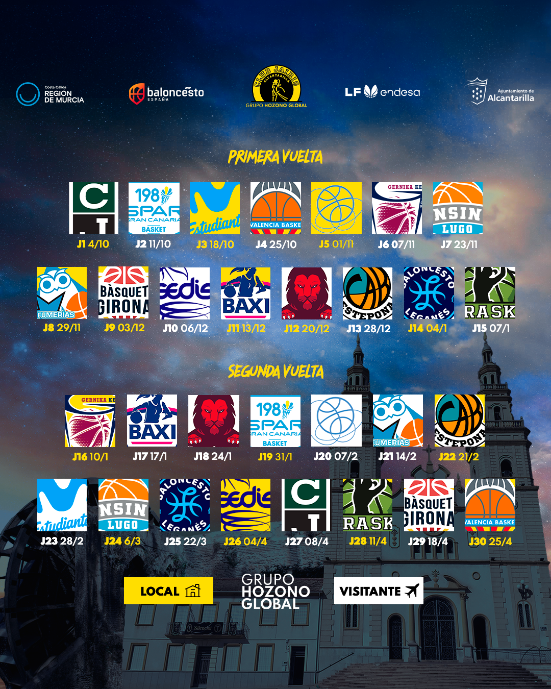 Imagen del calendario de partidos del mes actual